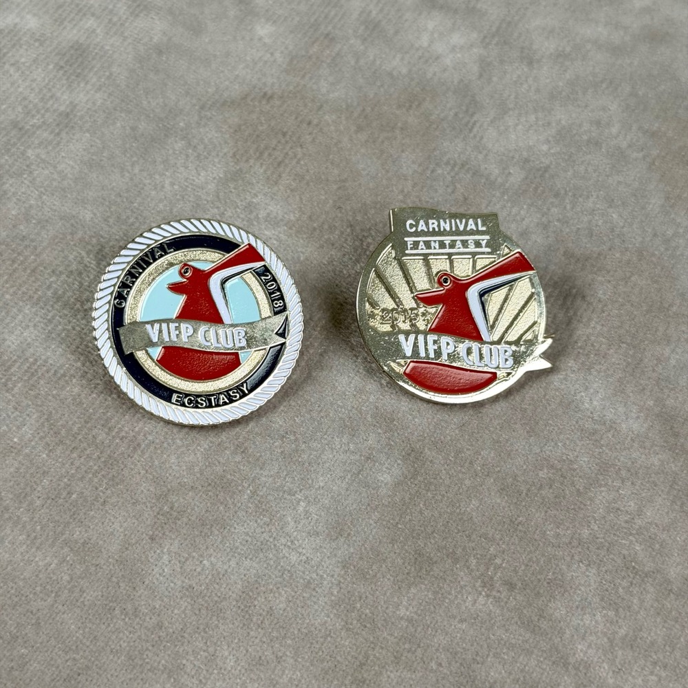 Carnival Cruise Line VIFP Club Pins Fantasy 2015 Ecstasy 2018 Lot of 2 Enamel